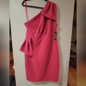 New York & Company Pink Ruffle One Shoulder Dress Size XL NWT